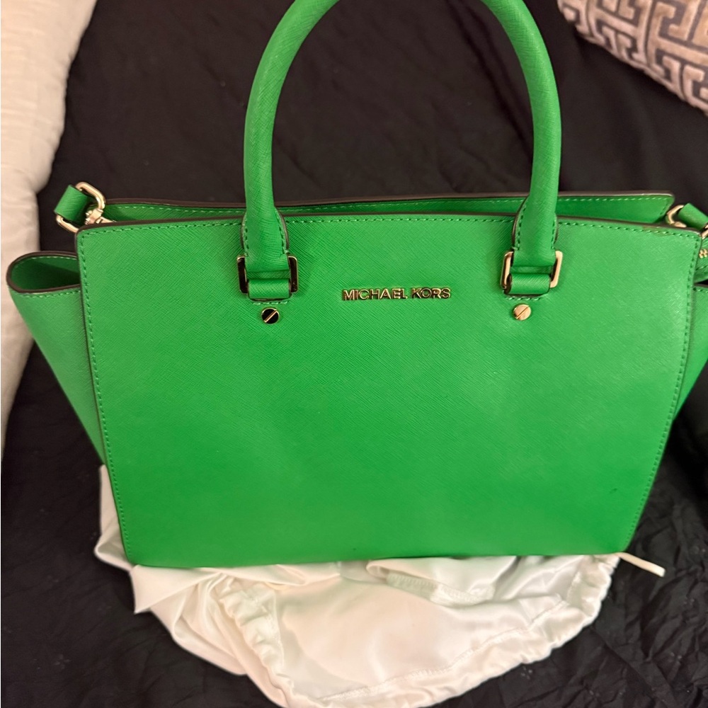 Michael Kors Vibrant Green Large Selma Satchel